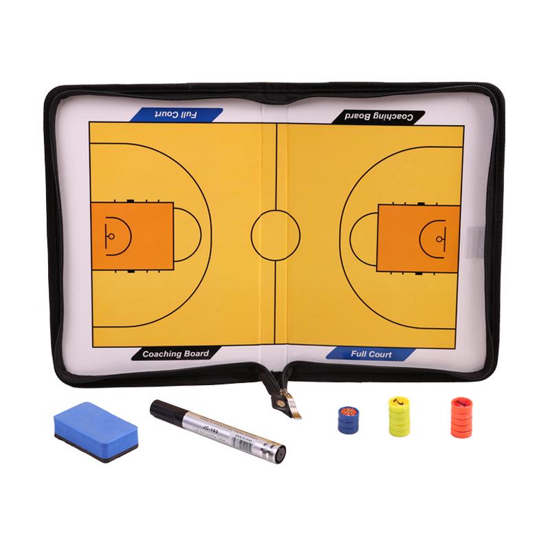 Bi-Fold Magnetic Tactical Board with Zippered PU Leather for Football & Basketball