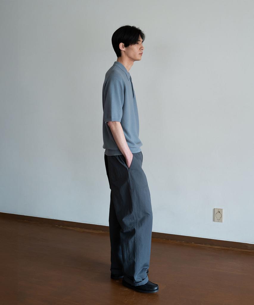 BLANKROOM Torren Polo Knit_Washed Blue
