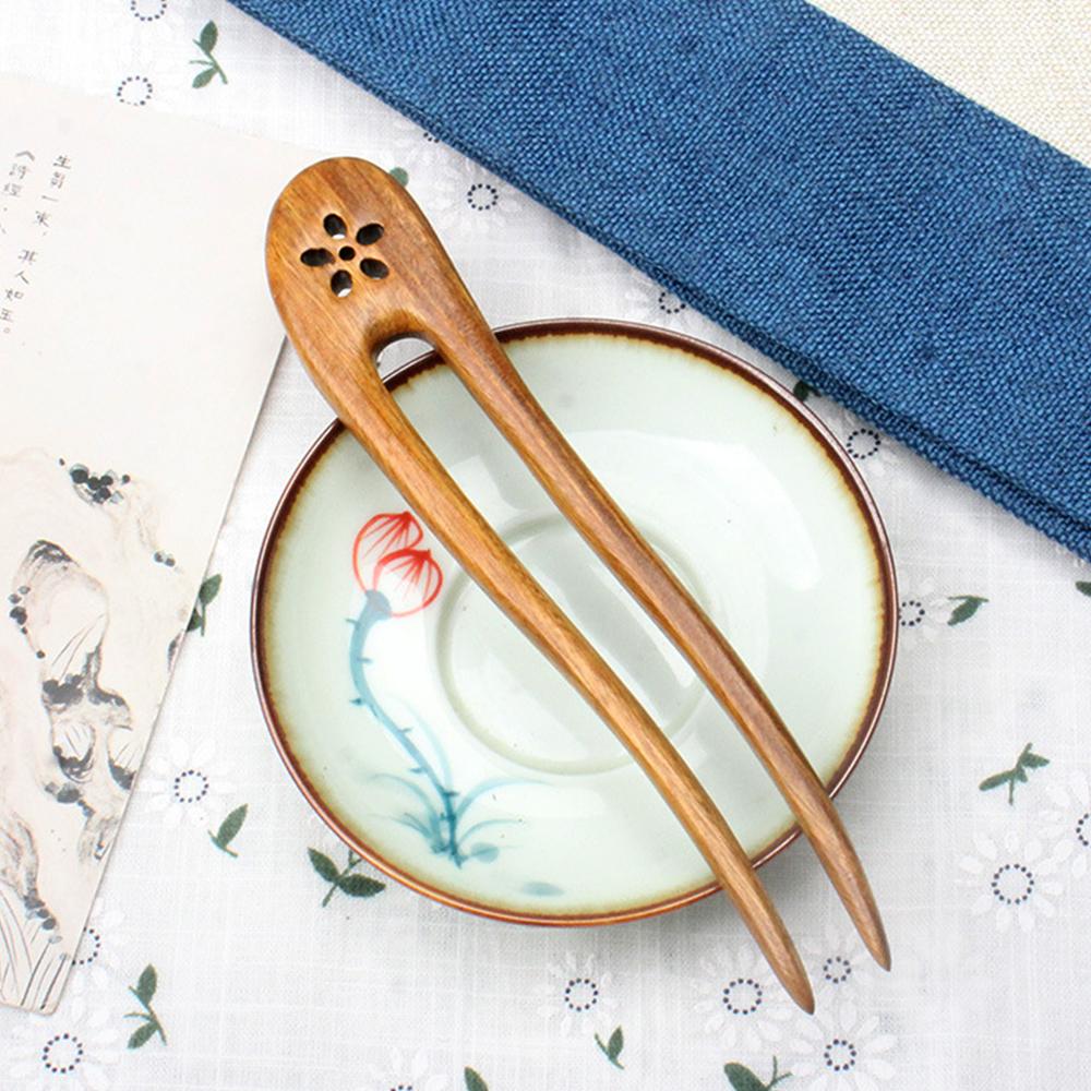 Simple Chinese Hair Sticks Wooden U Shaped Hair Forks for Women Hair Bun Maker Hairpins Accessories Retro Fashion Headpieces