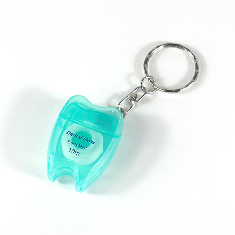 Mint-flavoured Waxed Toothpick-shaped Keyring Dental Floss Roll