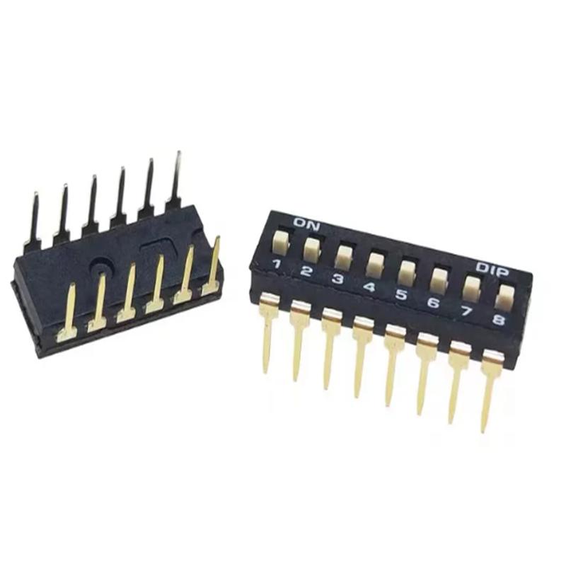 Slide Type SMT SMD Dip Switch Toggle 2.54mm 2Row 4Pin 2 Position/8 Pin 4 Position/16Pin 8 Position Black Switch Gold Plated Pin Switches4