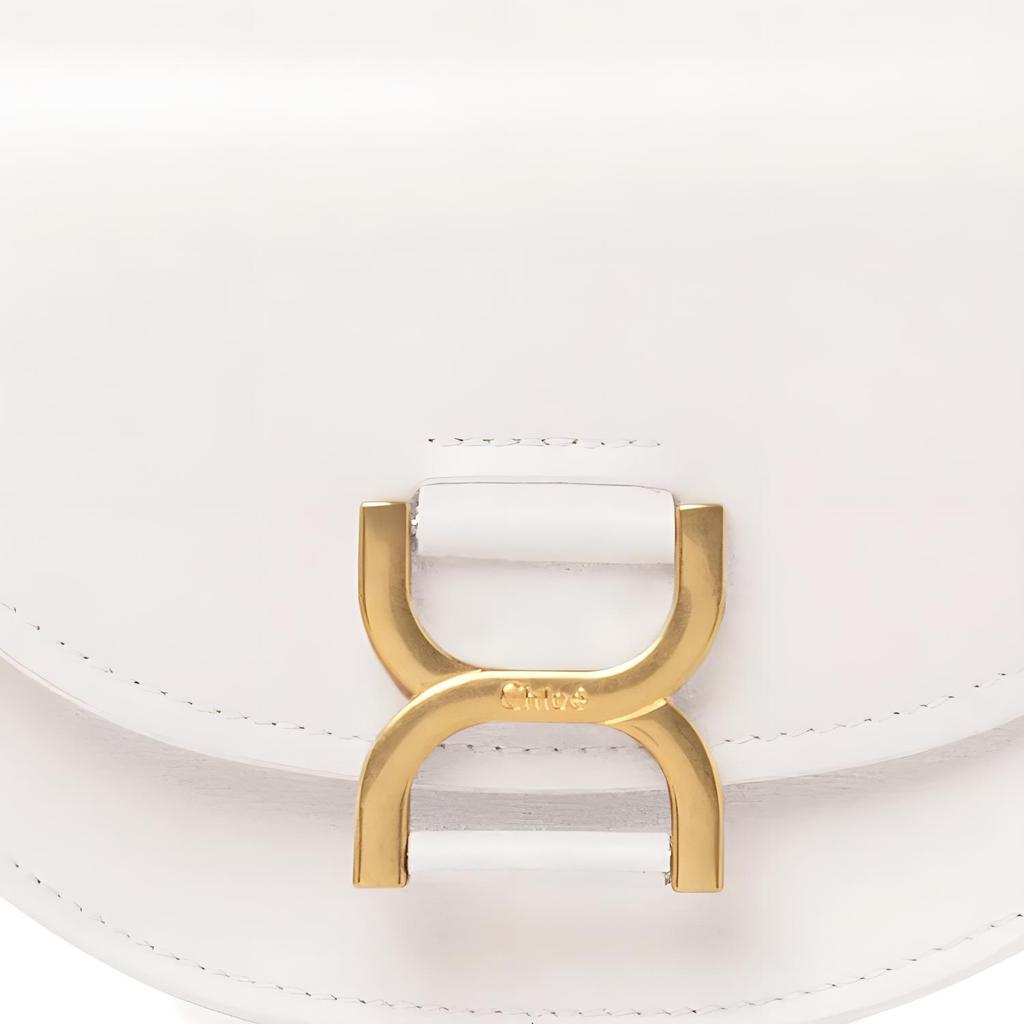 Chloe Marcie Snap Closure Half-Moon Shape Smooth Calfskin And Lambskin Flap Shoulder Crossbody Mini Bag Women Bags White CHC23-AP847K82-110