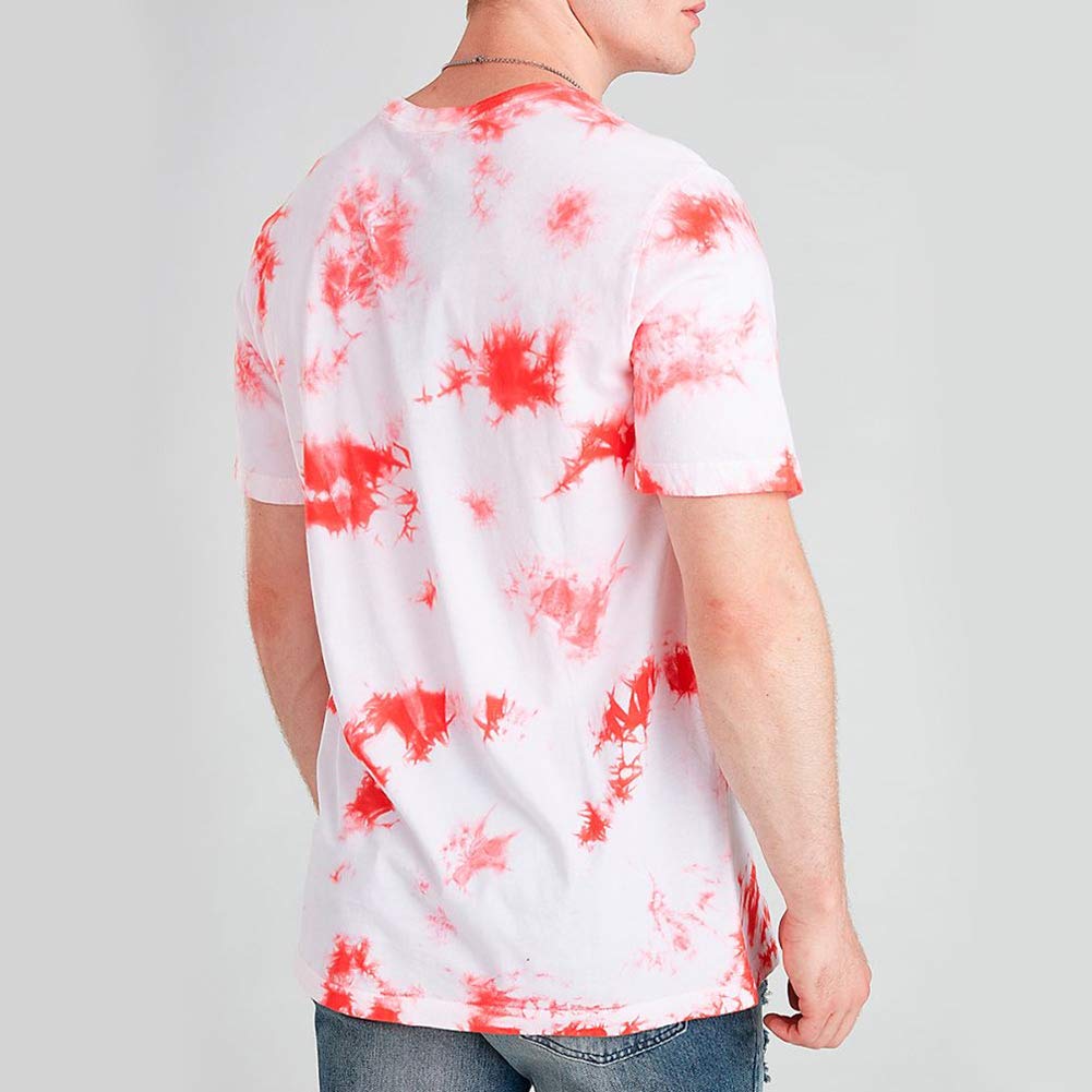 Nike Tie-Dye Logo Print Splatter Short Sleeve T-Shirt Men Tops Pink BQ0079-100