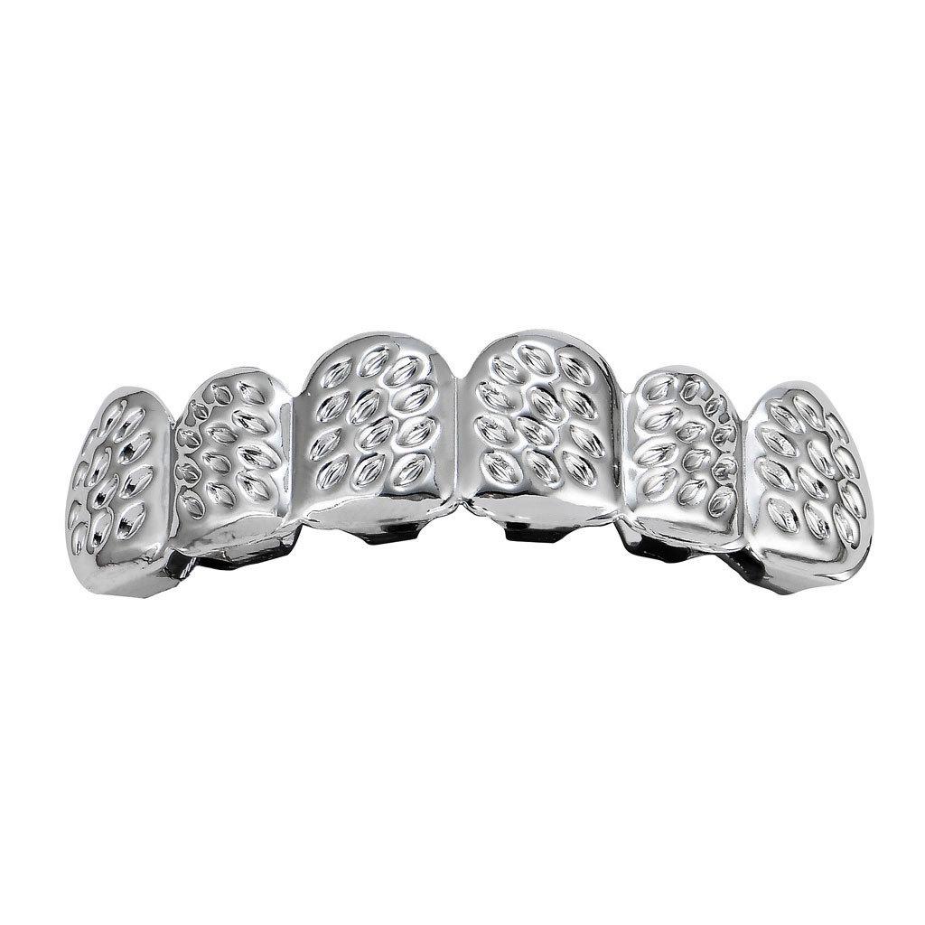 

Trendy Gold-Plated Hip Hop Grillz with Engraved Pattern - Halloween Prop