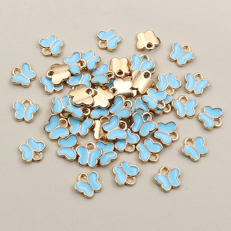 50Pcs 8x8.5mm Small Alloy Butterfly Charms Pendants Multi Colors For DIY Bracelet Necklaces Jewelry Making Accessories