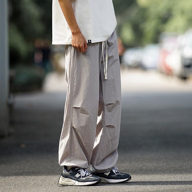 

Мужские летние быстросохнущие брюки-парашютисты из ледяного шелка — тонкие, свободные, модные повседневные рабочие брюки с девятью точками XXL серый