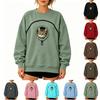 Damenmode Farb-Pullover-Sweatshirt mit Haustier-Tasche, Lockerer Drop-Shoulder-Casual-Top