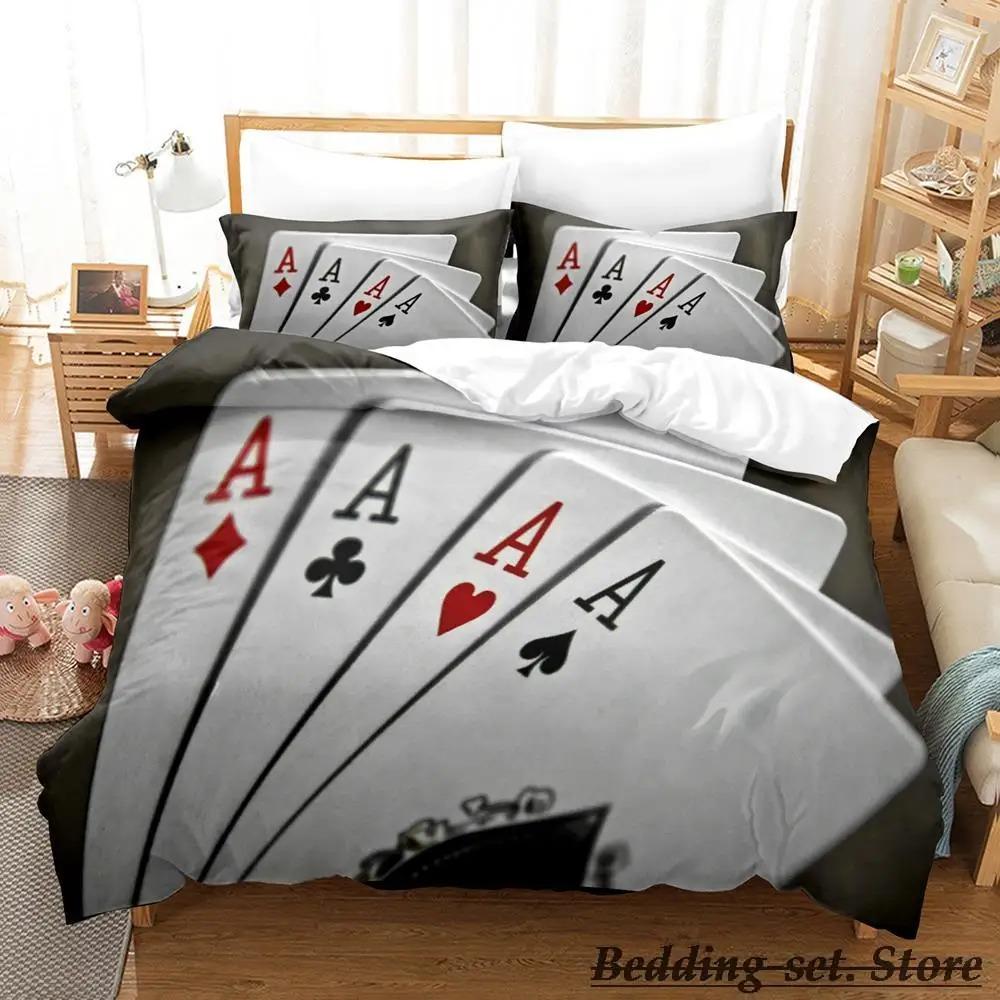 HIGH CARD Poker Bedding Set Single Twin Full Queen King Size Anime Duvet Cover for Adult Kid Bedroom