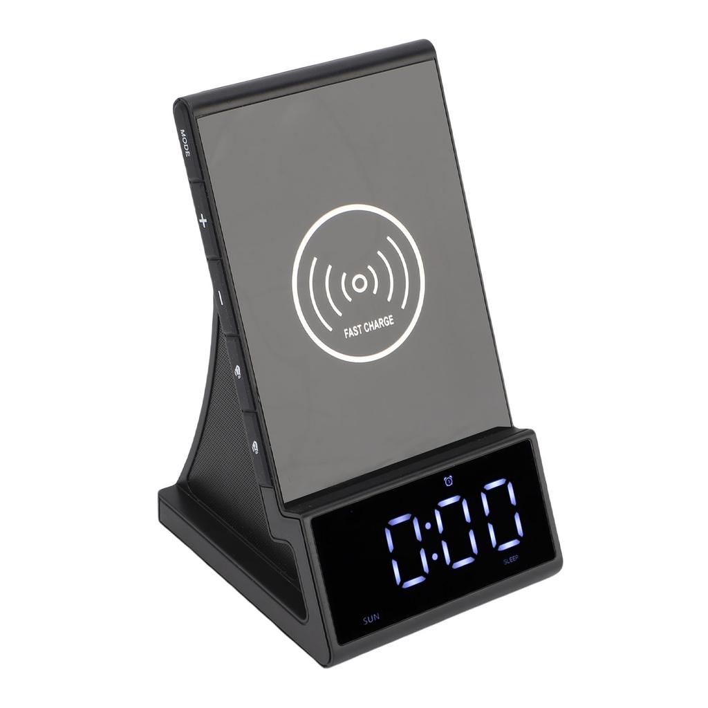 Kabellose Handy-Ladestation Wecker-Dock LED-Anzeige 4 Helligkeitsstufen   Kabelloser Lautsprecher mit Wecker für das Schlafzimmer