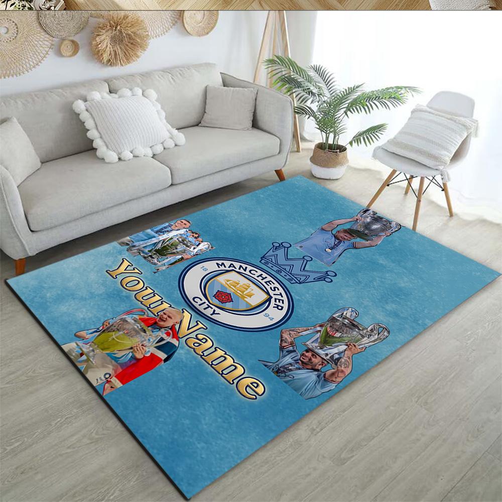 Manchester City Customized Name Area Rug Perfect for Entryway Hallway Decorate room Playrooms Anti-slip Rug Anime Office Decor Birthday/Christmas Gift