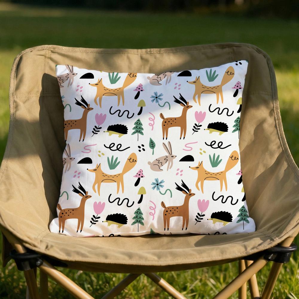 Forest Animals Printed Cushion Cover Soft Reversible  Durable Pillow Cover  MultiScene Use for Home  Car Daily Comfort