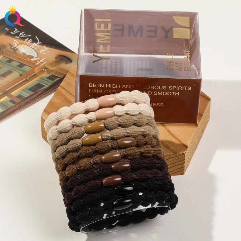 10pcs Thickened Hair Band  Coffee-colored Hair Tie  Cream-tied Ponytail Rubber Band  Simple and Elegant for WomenElasticity Durable  High-end Feel