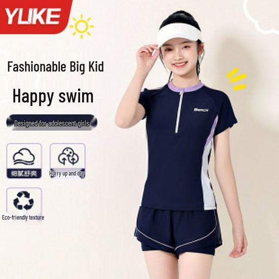 Girls' Quick-Dry Split Swimsuit - 2025 Summer Collection for Older Kids