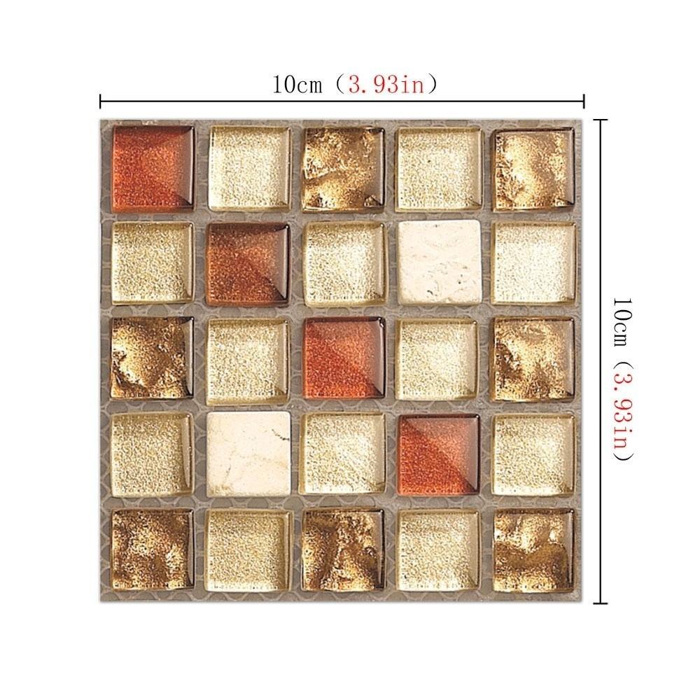 20pcs/set New Self Adhesive Wall Sticker Waterproof Oil Resistant Art Decals Flat 3D Mosaic Tile Wallpaper For Living Room