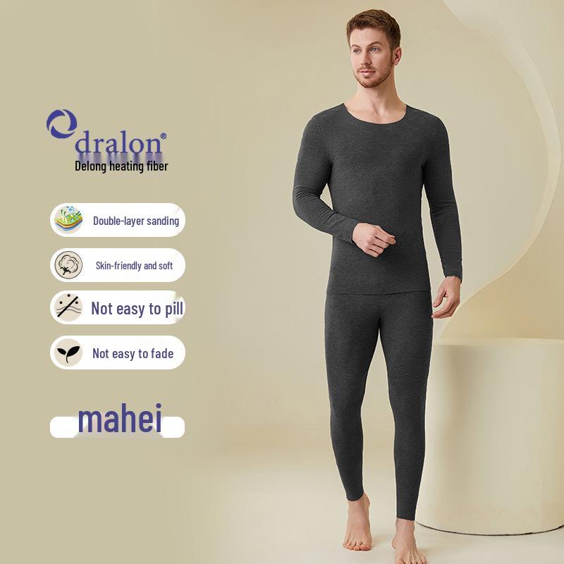

Men s 330g Wool-Silk Round Neck Long Sleeve Warm Set for Autumn/Winter XXXL (85-95 kg)