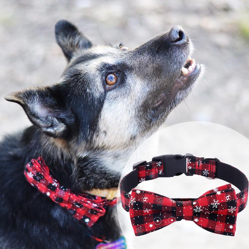 Pet Collar For Dog Cat Adjustable Nylon Christmas Pattern Printed Durable Walking Accessory Snowflake Dog Collar