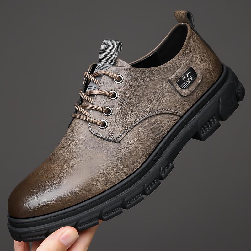 Fashion Men's leather shoes, men's casual leather shoes, comfortable and breathable men's shoes, work shoes, workwear shoes, rain shoes