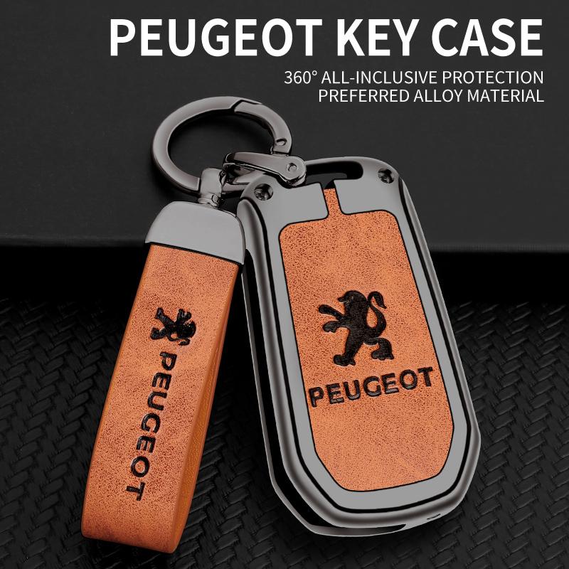 Custodia Protettiva Porta Chiavi Auto in Lega di Zinco e Pelle per Peugeot 208 308 408 O508 2008 3008 4008 5008 Accessori Styling