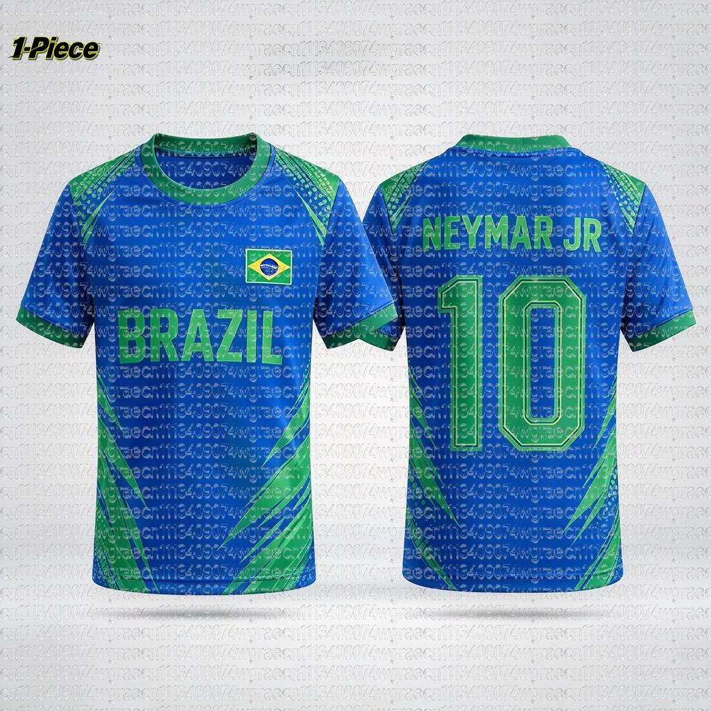 2026 Special NO.10 Neymar Fan Football Jersey Tee Shorts Set Kids Brazil Fans Shirt and Shorts,Single Top Available,2 Piece Set