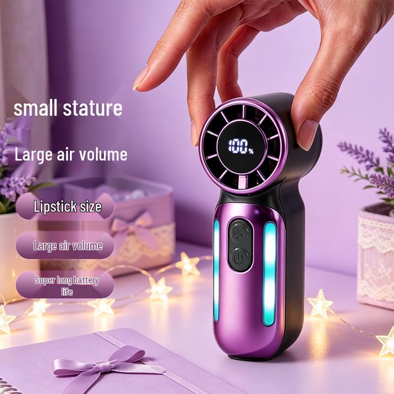 2026 Portable MINI Handheld Fan with Stepless LED Display for Outdoor Camping