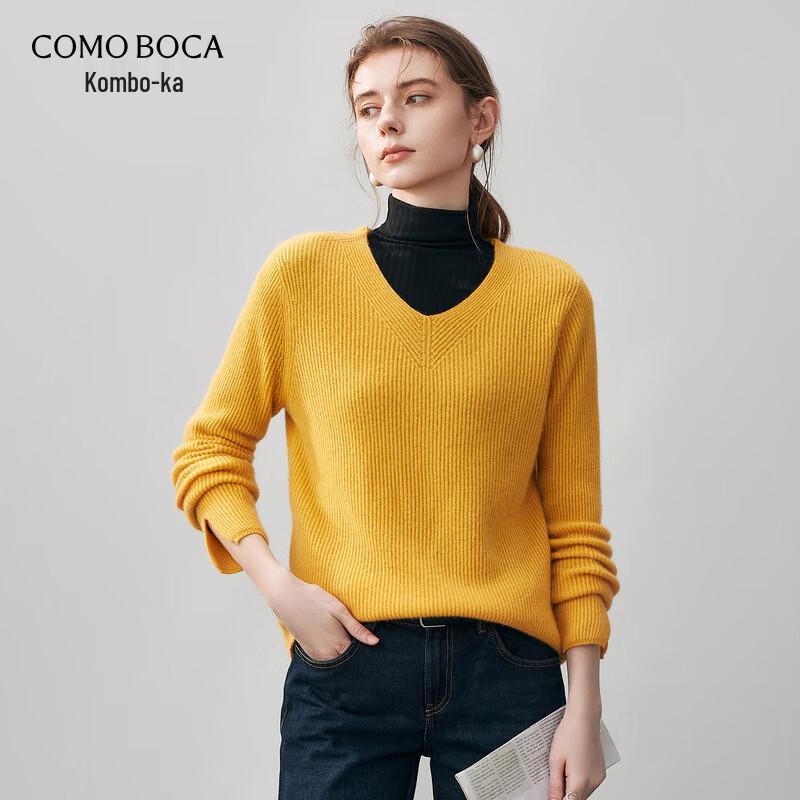 

Komomboka Women s V-Neck Cashmere Sweater with Split Cuffs L