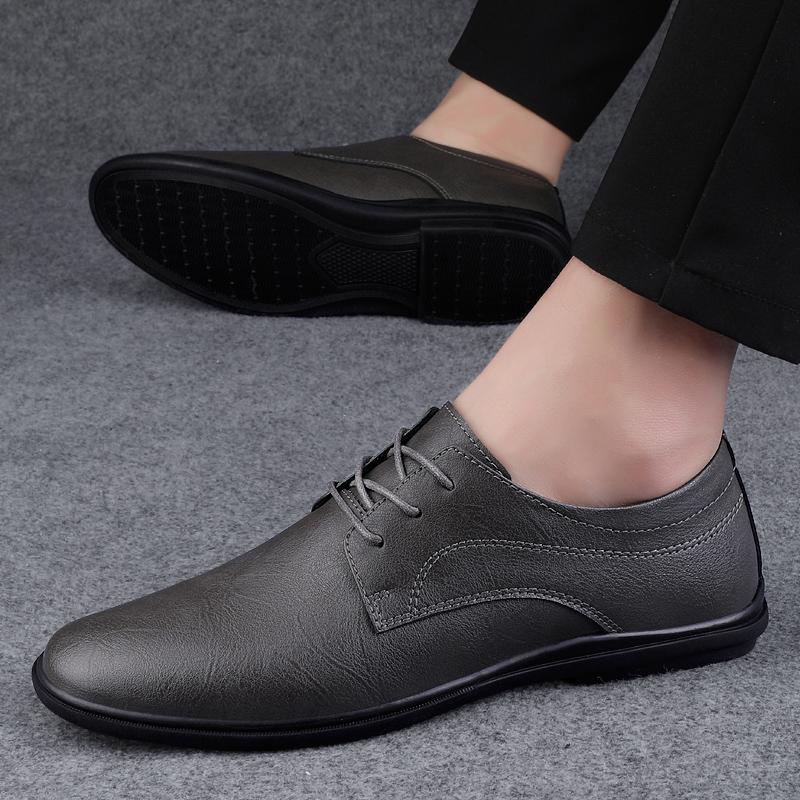 Genuine Men's Leather Shoes Hollow Out Breathable Comfortable Flat Shoes Business Shoes Office Commuting Men's Casual Shoes