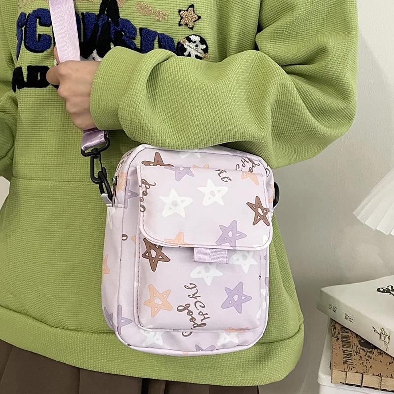 Söta Tryckta Femkantiga Stjärnstudent Kvinnor Axelväskor Mobiltelefonväska Crossbody-väska för Kvinnor Mamma Barn Väskor