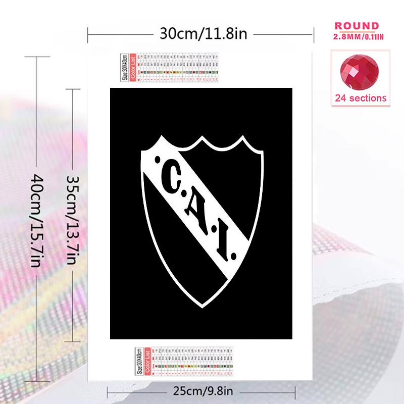 Club Atletico Independiente Pattern 3pcs 100% Round Full Drill 5D DIY Diamond Painting Embroidery Cross Stitch Rhinestone Décor