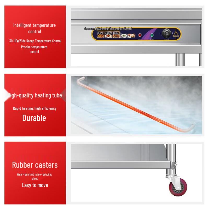 Commercial Stainless Steel Heated Food Warmer Serving Table