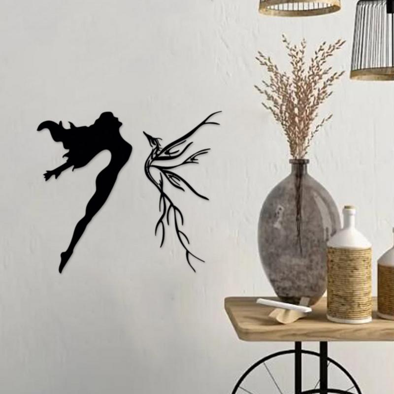 Flying Girl Metal Wall Art Abstract style Wall Decoration for Indoor Outdoor Home Terrace Balcony Living Room Not easy to break