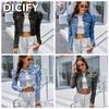 DICFY Women's Vintage Casual Solid Color Print Autumn Winter Long Sleeve POLO Neck Jackets & Coats