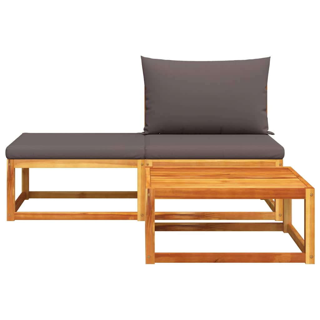 3 Piece Garden Sofa Set with Cushions Wood (Acacia) & Rope
