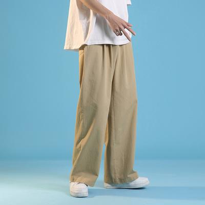 Herrenhose mit hoher Streetwear-Hose, lockere, gerade Hose mit weitem Bein, japanische Jogginghose, lässige Hose