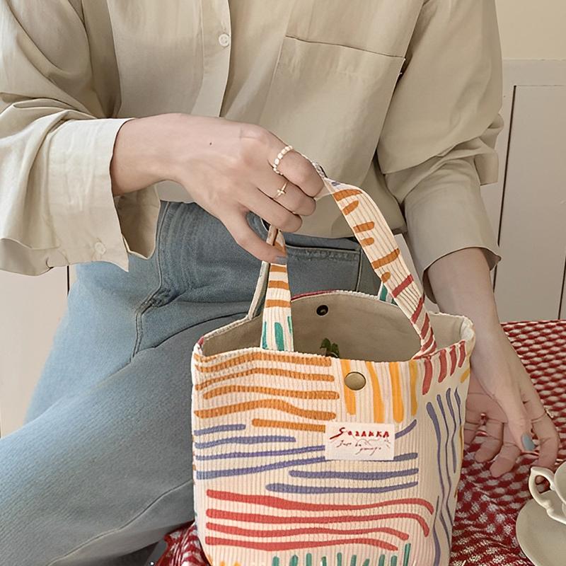 Rainbow Handheld Canvas Bag Small Carrying Bag Meal Box Bento Bag