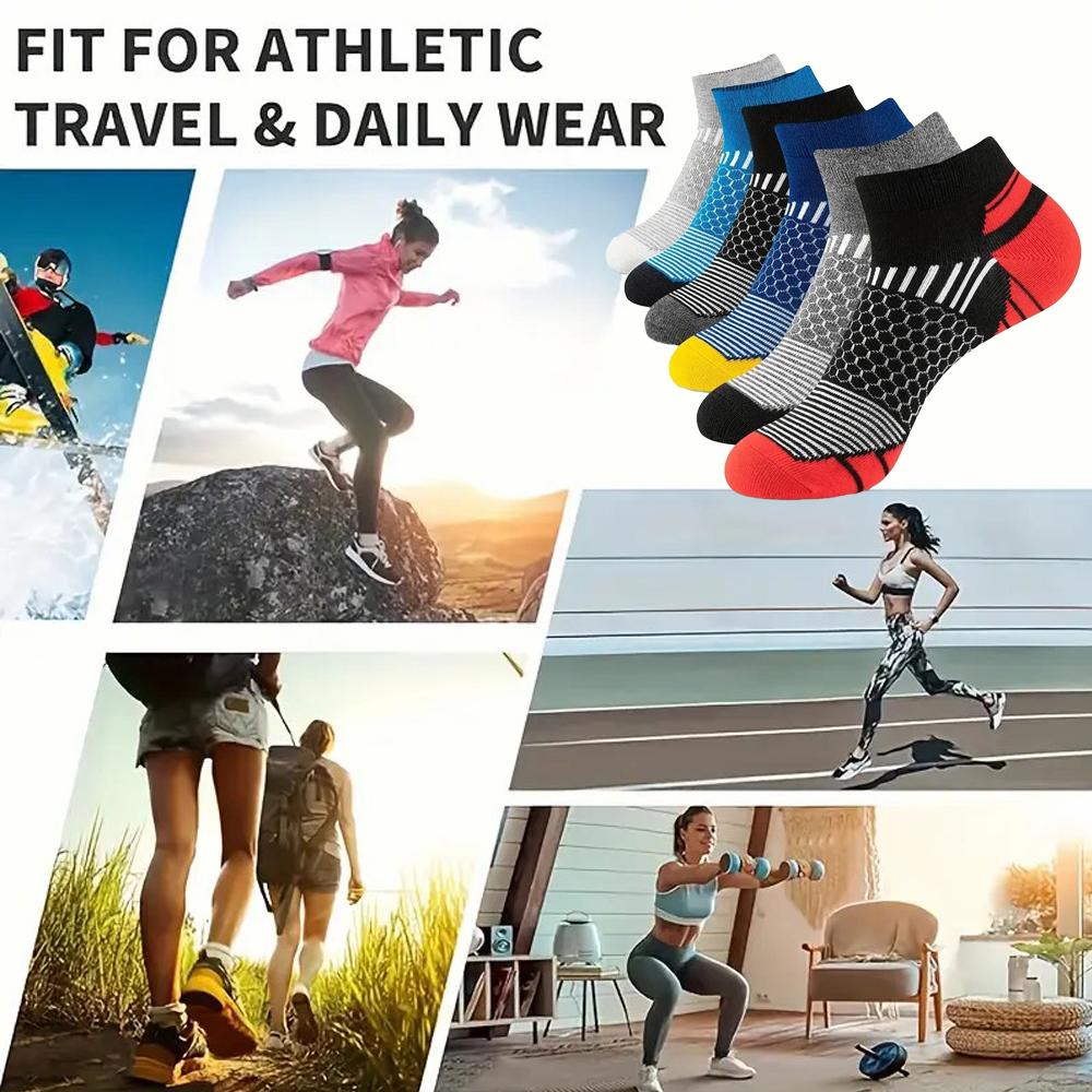 6/12 Pairs for Both Men Women Suitable Sports Low Top Socks Sweat Absorbing Breathable Thin Odor Proof Running Leisure Socks