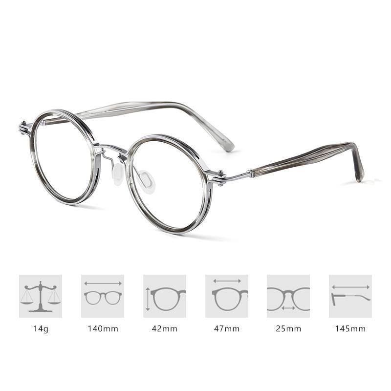 

Designer Reproduction Japanese Style Vintage Round Glasses Frame Titanium Acetate Eyeglasses Women Men Ultralight Eyewear Demo Lens