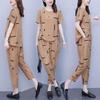 Large Size Casual Suit for Women In Summer for Fat Girls, Loose, Slim, Fashionable and Age-reducing Printed Two-piece Set for Women
