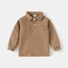 Children's 2024 Long-Sleeve Polo Shirt: Thickened Lapel Korean-Style Top for Boys - Autumn Collection.