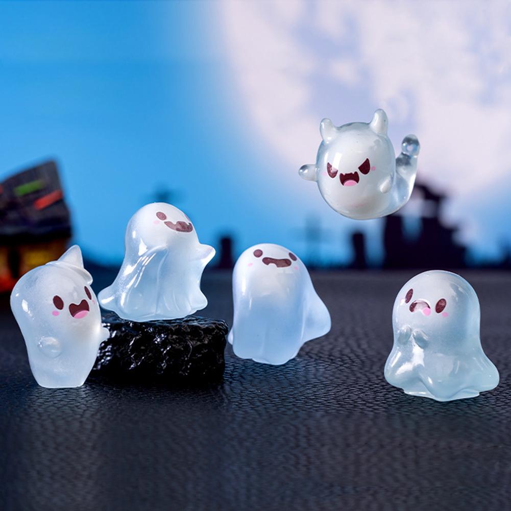 6PCS Halloween Decorations Glow In The Dark Statues Fairy Garden Accessories, Halloween Miniatures Resin Ornaments, Mini Glowing Resin Decor