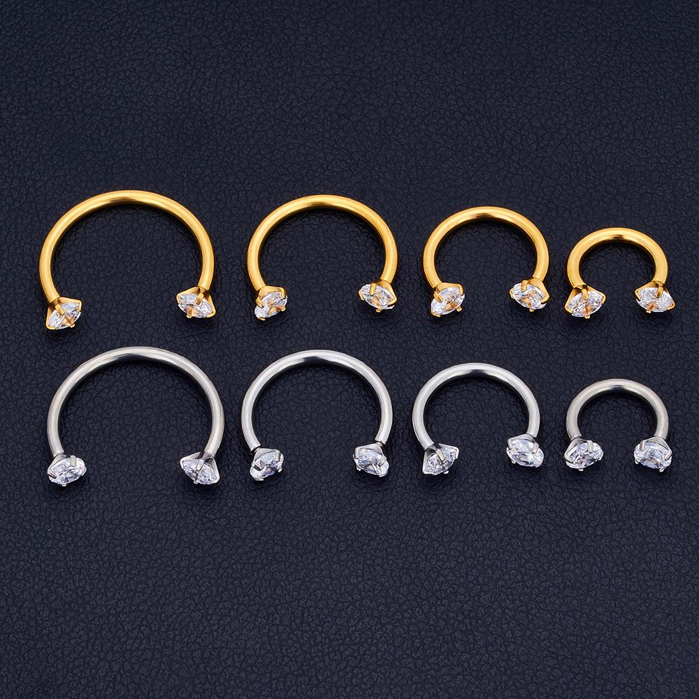 5Pcs G23 Titanium 16G CZ Tragus Eyebrow Piercing Body Jewelry Labret Lip Ring Stud Earrings Septum Nose Rings Internal Thread