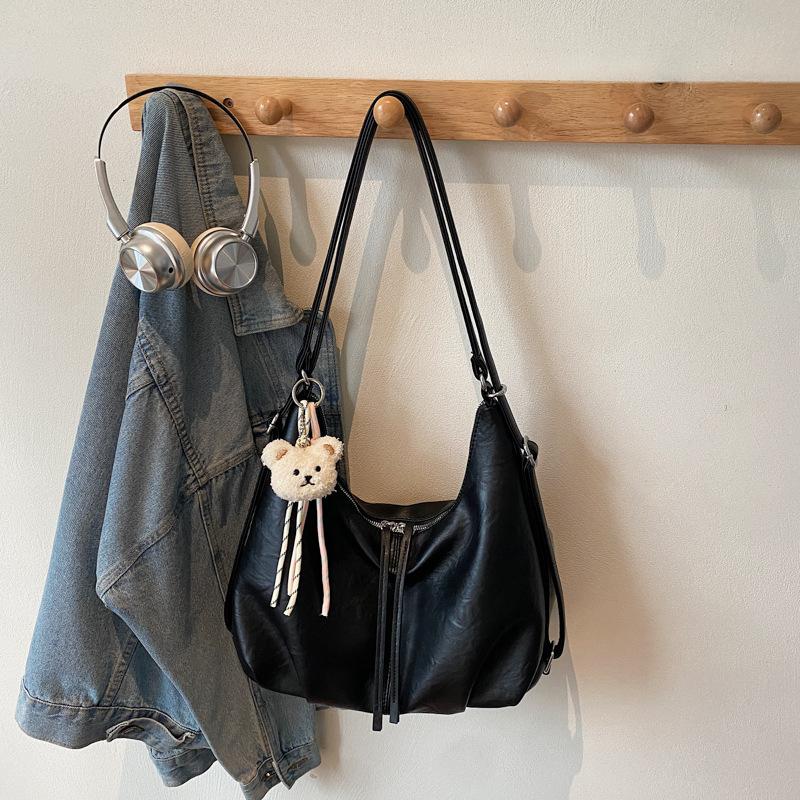 

Премиальный ретро рюкзак женский новый модный наплечный тоут большой вместимости для поездок на работу чёрный