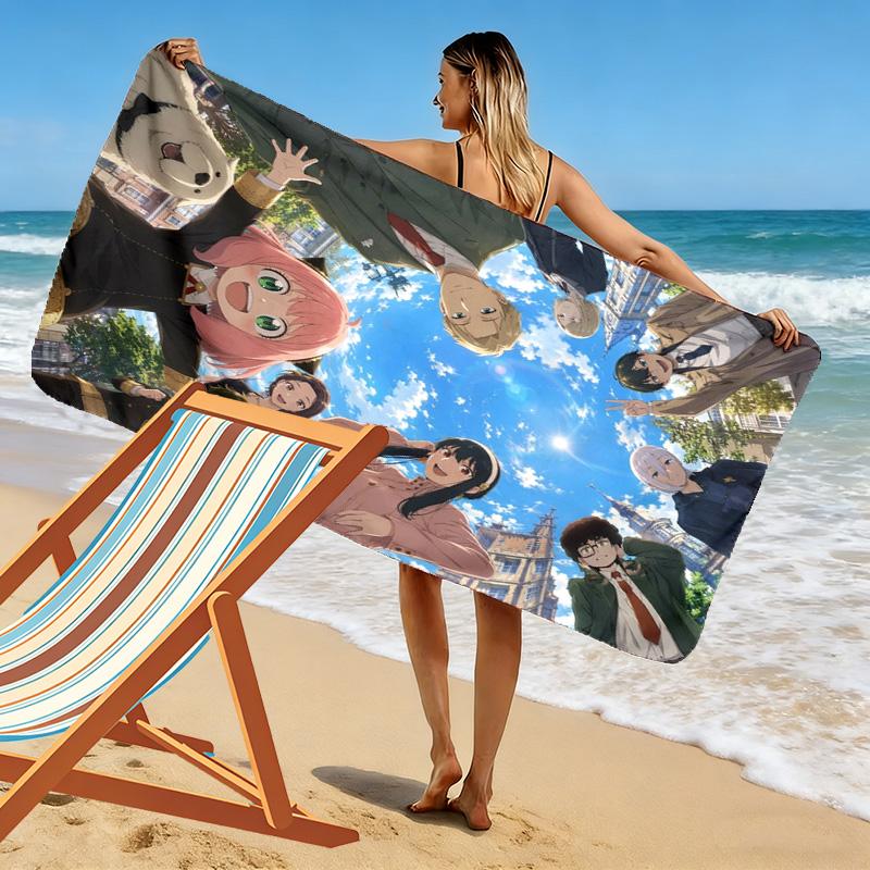 Spy x Family Print Beach Towel, Large Soft Quick Dry Towel for Beach Camping Swimming