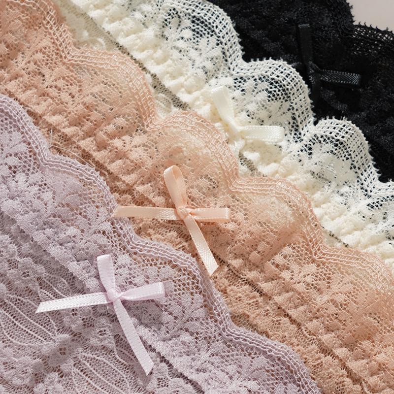 Women's Sexy Lace Briefs Hollow Out Transparent Panties Female Breathable Underpants