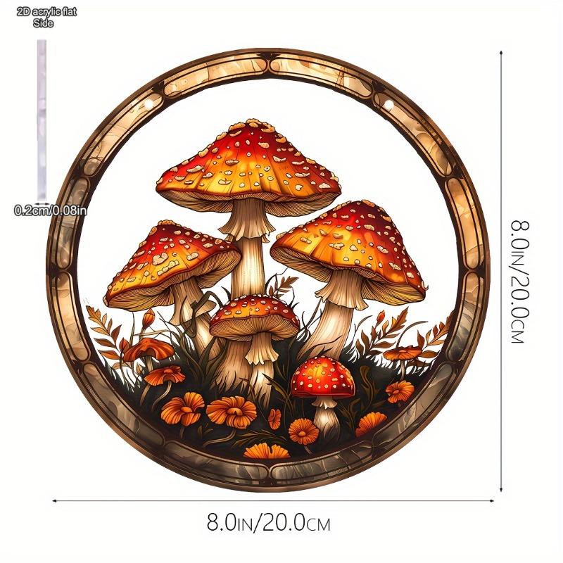2D Flat AcrylicTranslucent Stained Mushroom/ Wreath Sign,Nurseries,Vintage HomeDecorWall for BarKitchen,Restaurant ShopWall Decor,Rustic Hanging Acry