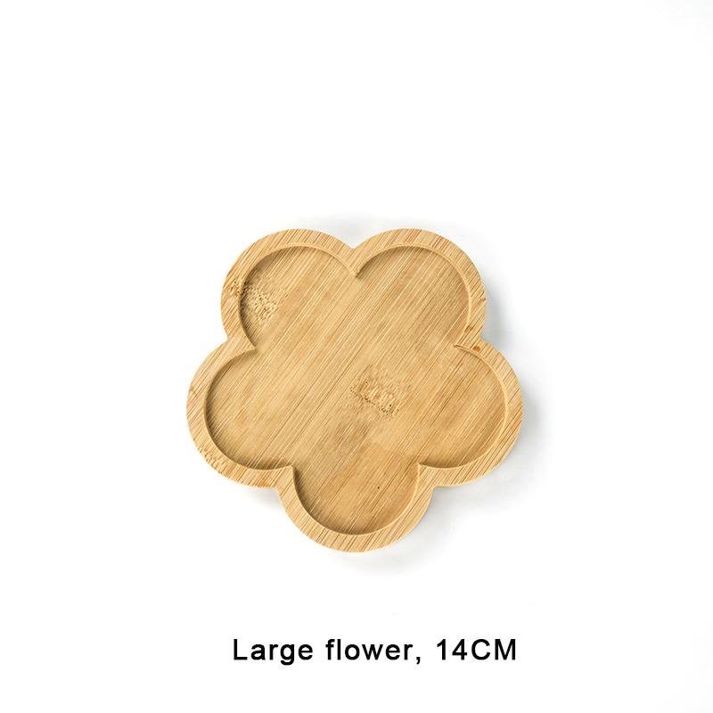 Einfacher Stil Hausdekoration Sukkulenten Bonsai Halter Runde Quadratische Blumentopf Basis Bambus Holz Tablett