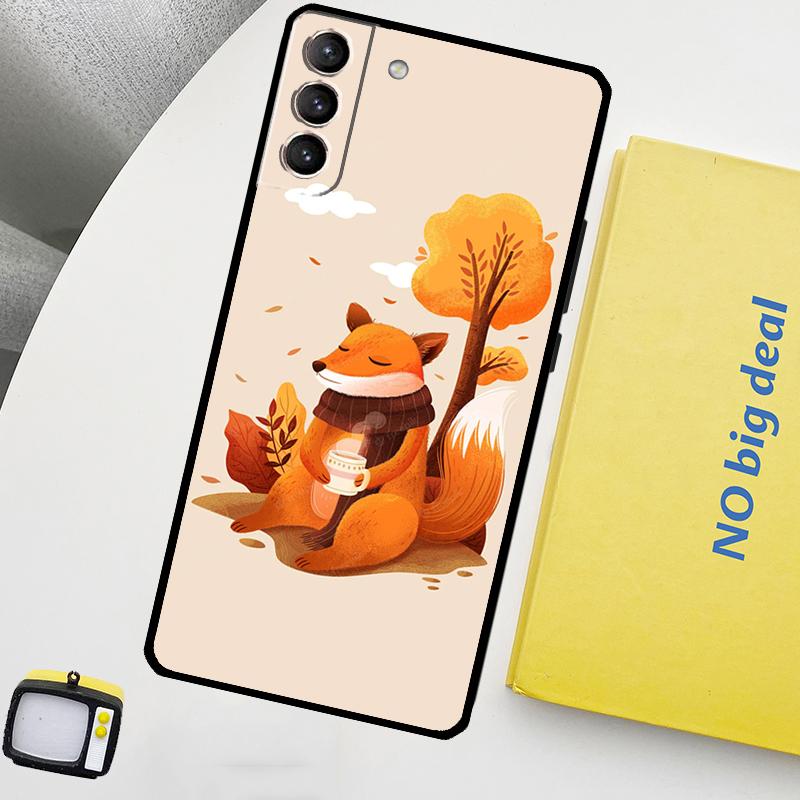 Autumn Leaves Fall Fox Phone Case For Samsung Galaxy S25 Ultra S20 S21 S22 S23 Plus S9 S10 S25 FE S24 Ultra Cover