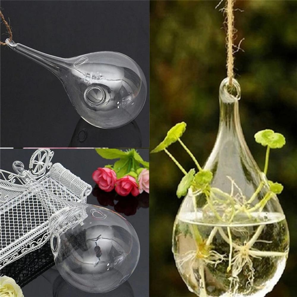 Creative Hanging Glass Vase Transparent Hydroponics Plant Vases Wedding Home Decoration Droplet Shaped Vase Garden Supplies