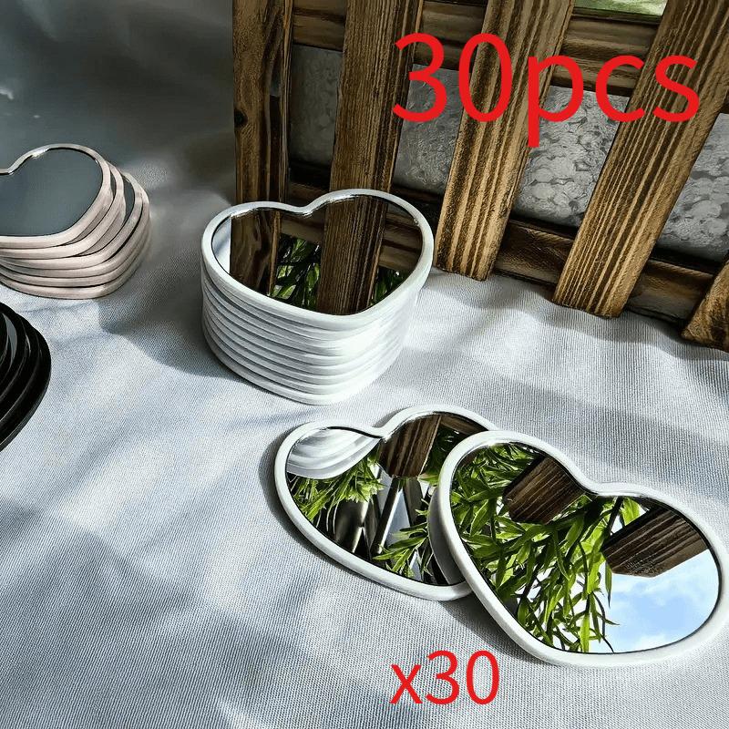 30pcs Mini Heart Makeup Mirror Simple Handheld Vanity Mirror Portable Student Dormitory Cosmetic Mirror белый