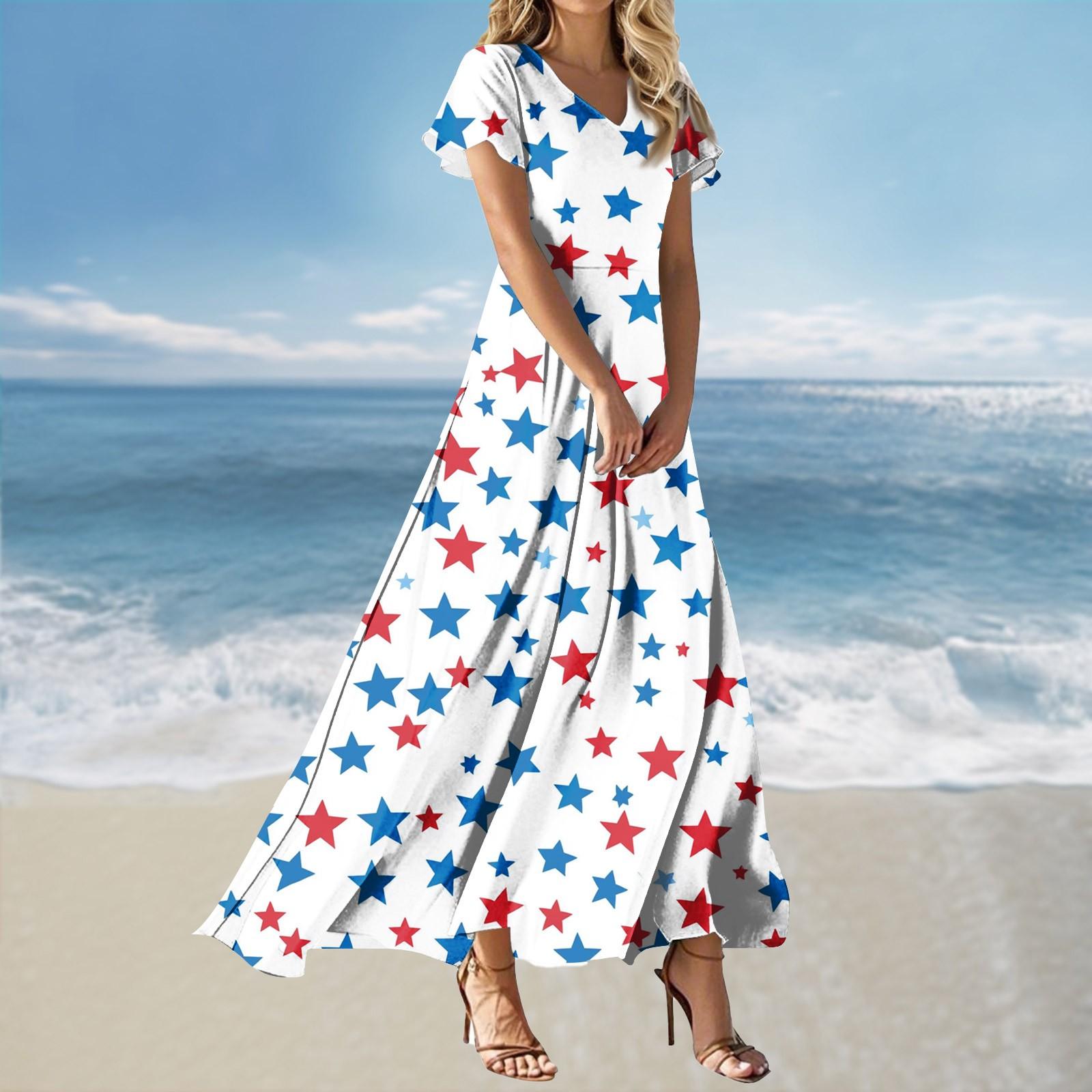 

Женское свободное повседневное платье с V-образным вырезом, короткими рукавами, завышенной талией и принтом XS белый