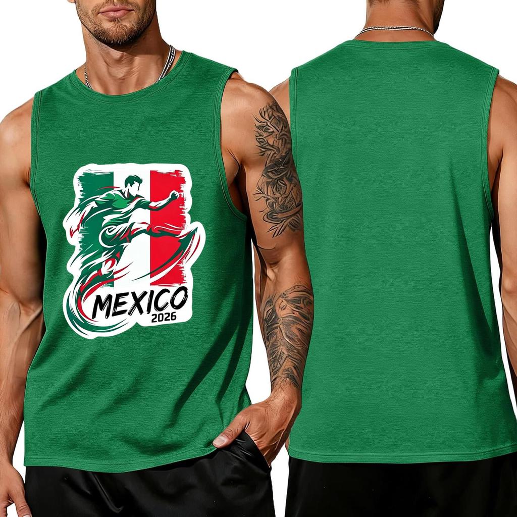 Men Sleeveless Tank Top Soccer Player Graphic Print Athletic Sportswear Casual Summer Shirt for Outdoor Activities Gym Training